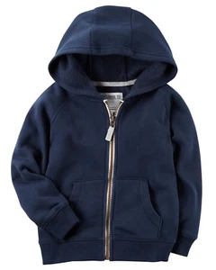 Carter's Boy's Zipper Front Brushed Fleece Hoodie; Navy (7) - Picture 1 of 1