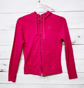 Nike Girls Hoodie Size L Pink Full Zip Pockets Long Sleeve - Picture 1 of 7