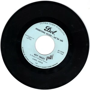 CAROL JARVIS Sock Hop / Boy Crazy DOT 45-15790 PROMO 1958 45 7" Rockabilly - Imagen 1 de 2