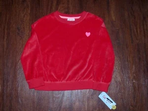 New Cat & Jack Girls' Red Velour Heart Sweatshirt Top Size XS (4/5) - Picture 1 of 5