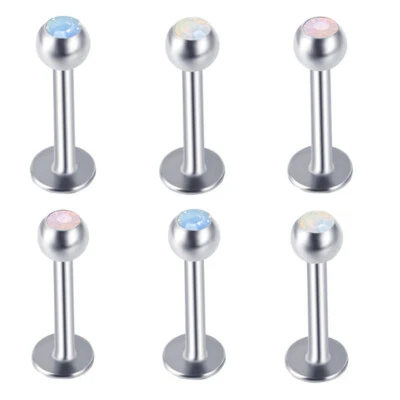 Piercing corporal perno perno oreja anillo labial monroe Labret opalita acero barra multi longitud 2 piezas Foto 1 de 4