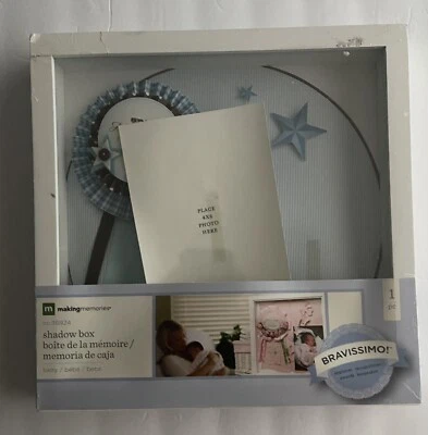 Bravissimo! Making Memories Caja de Sombras Bebé Niño Ducha Regalo Marco Blanco Nuevo Foto 1 de 4