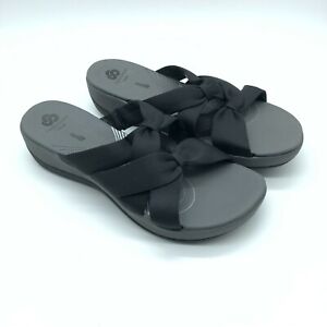 Cloudsteppers by Clarks Arla Dristi Slide Sandals Fabric Cushion Soft Black 12