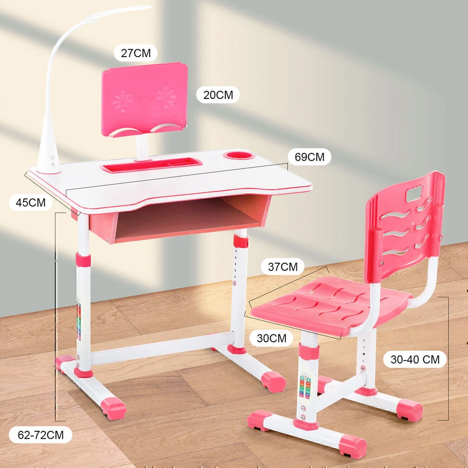 OYAJIA Verstellbar Kinderschreibtisch Kinder Studiertisch & Stuhl mit LED Wjhihi - Bild 1 von 4