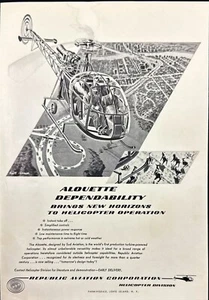 Republic Aviation Alouette Helicopters Vintage Print Ad 1958 - Picture 1 of 6