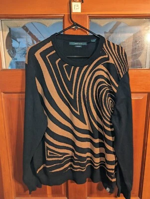Vtg 90s Perry Ellis Mens Sweater 2XL XXL Geometric Swirl Pattern Wool Biggie  - Image 1 of 4
