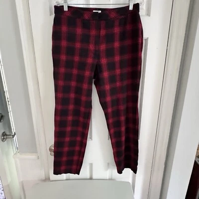 Pantalones ajustados J. Jill Jill Premium bielásticos rojos negros a cuadros al tobillo talla 14 pequeños Foto 1 de 4