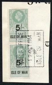 Isle of Man QEII 2 x 5/- Key Plate Type Revenues CDS on Piece - Picture 1 of 1