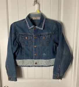 Vintage Disney Embroidered Jean Jacket Pooh Kids Size XL Unisex - Picture 1 of 6