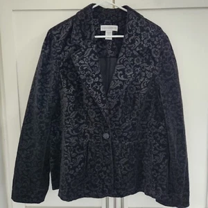 Sag Harbor Velvet Blazer Womens 18 Cotton Brocade Jacket Gothic Whimsigoth Fairy - Picture 1 of 7