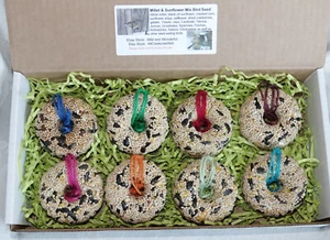 Mini Donuts, Bagels, Wreaths Bird Seed Feeder ornaments - Set of 8 Boxed - Picture 1 of 14