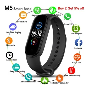 M5 Smart Band Bracelet Waterproof Blood Pressure Fitness Tracker Smart Watch - Picture 1 of 14