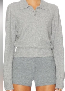 Lovers & Friends MATTELYN POLO SWEATER Heather Gray Size Large NWT MSRP $149 - Picture 1 of 11