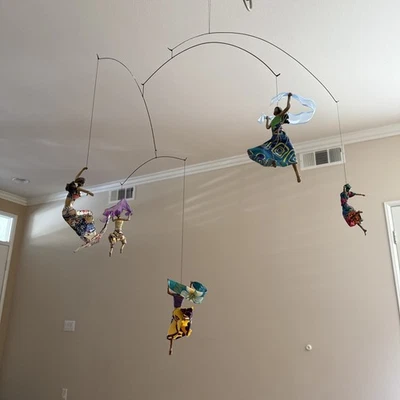 Sarena Mann Paper Mache Mobile Flying Fairy 5 Ladies W RIBBONS MERMAID 2004 RARE - Image 1 of 4