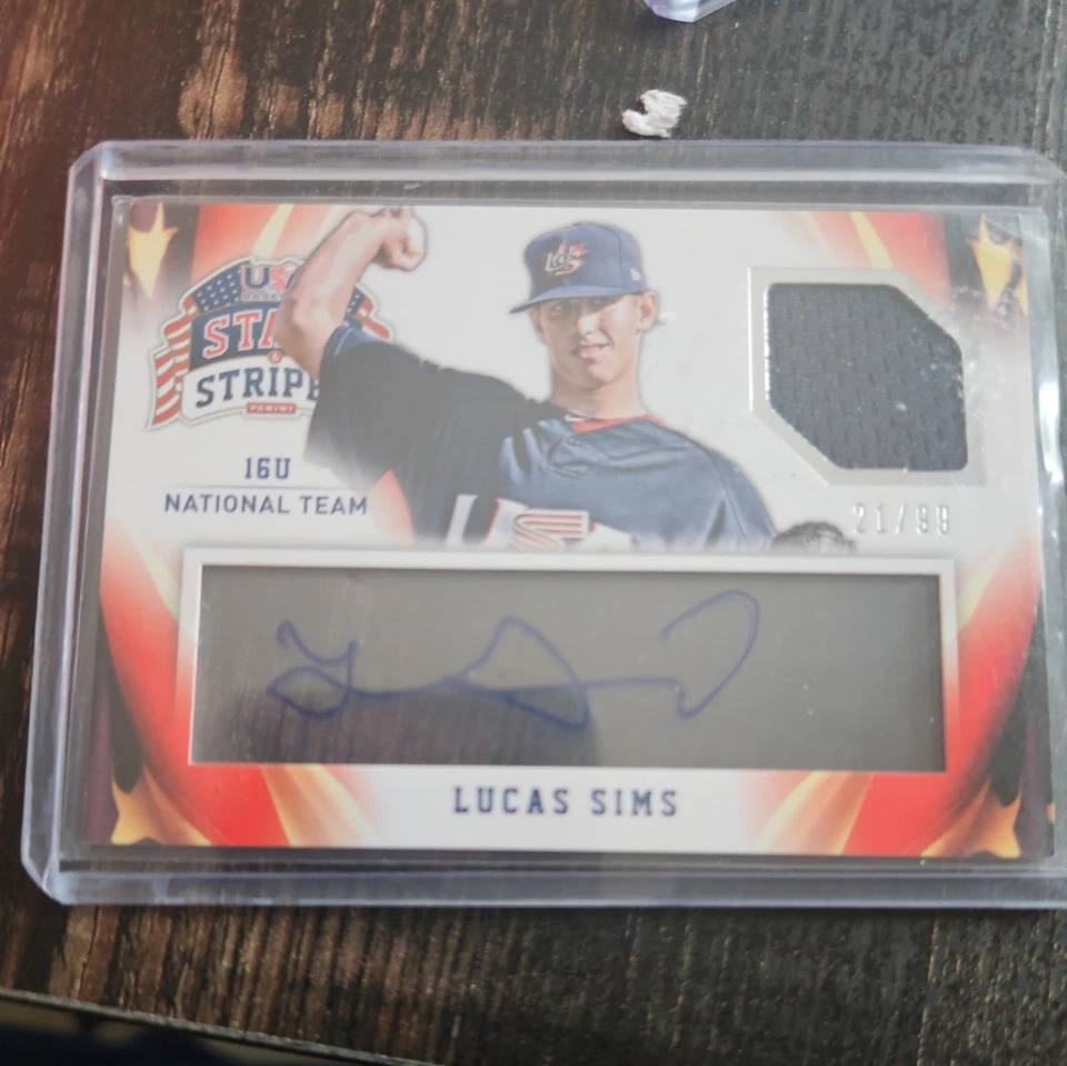 Lucas Sims 2015 USA Stars & Stripes  National Team Patch Auto  21/99 Color Match - Image 1 of 2