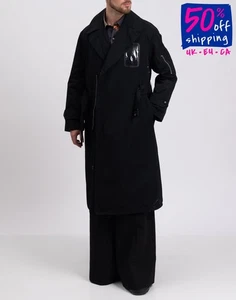 RRP €790 RANDOM IDENTITIES Military Trench Coat Size M Transparent Chest Pocket - Picture 1 of 10