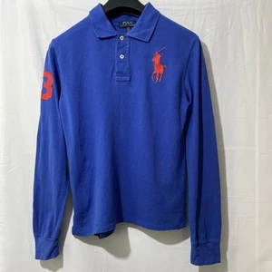 Ralph Lauren Polo Long Sleeve T Shirt Boys 14-16 Y Large Pony Blue Casual Top - Picture 1 of 8
