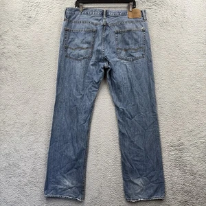 American Eagle Jeans Uomo 36x34 Blu Relaxed Dritto Sbiadito Baffi - Foto 1 di 8