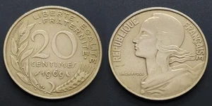 Coin France - 1969 - 20 centimes Marianne Cupro (N2336) - Picture 1 of 3