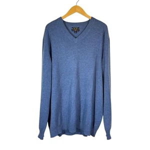 Club Room Luxury 100% Cashmere Sweater Mens Sz LG Tall Blue V-Neck Pullover - Picture 1 of 8