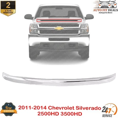 Front Hood Molding Chrome For 2011-2014 Chevrolet Silverado 2500HD 3500HD - Image 1 of 4