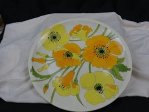 Vintage Metlox Poppy trail Wild Poppy 11" Dinner Plate Yellow Orange Green - Picture 1 of 6