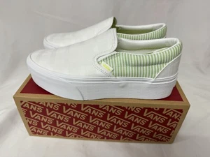 UK 5.5 - Ladies Vans Slip On Stackform Sneaker Trainer In White/ Green - Picture 1 of 5