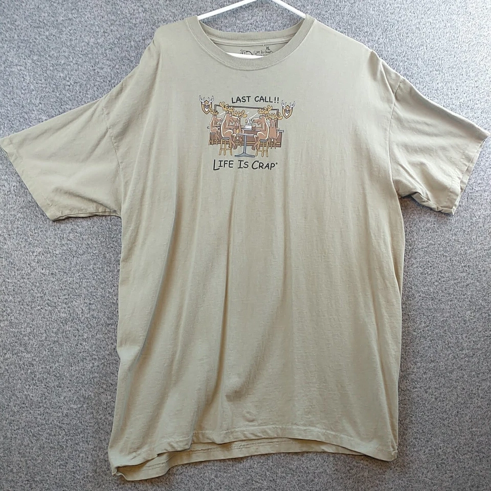 Life is Crap Last Call!! Shirt Mens XL Deer Bar Graphic T - Image 1 of 4