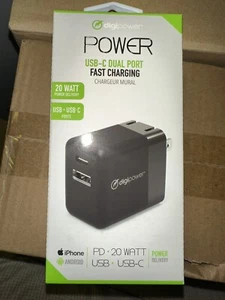 Digipower USB-C Dual Port Wall Fast Charger 20 Watt CT-AC220W iPhone Android - Picture 1 of 4