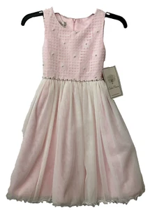 Couture Princess Sleeveless Dress Girls Size 7 Pink White Pearl Embellished - Picture 1 of 14