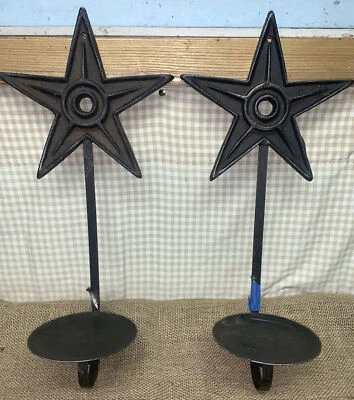 CAST METAL HANGING STAR PILLAR CANDLE HOLDERS Primitive Americana - Image 1 of 4