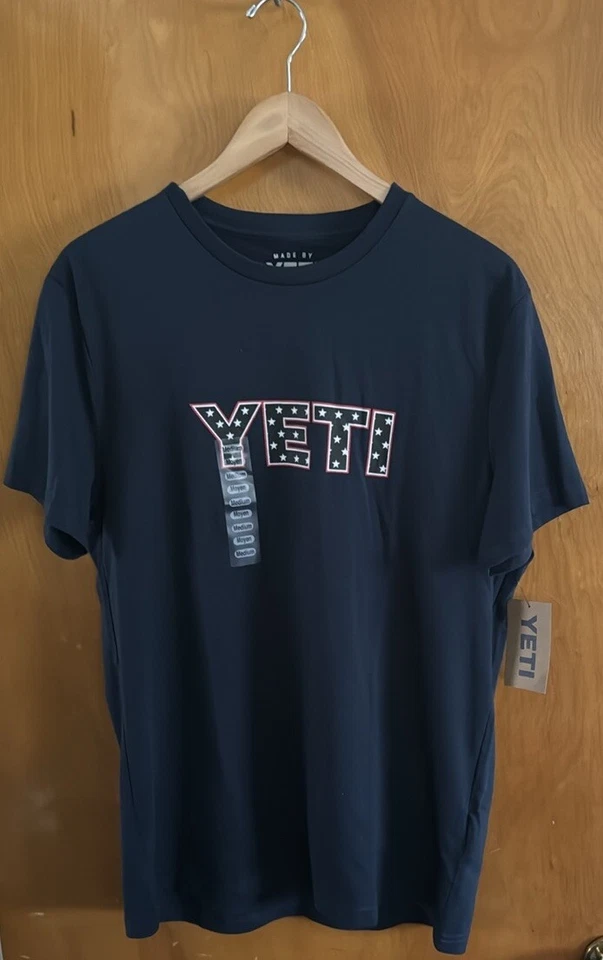 YETI Men's Star Badge Short Sleeve T-Shirt Size Medium Blue With Tag's.