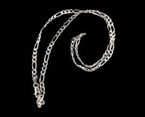Vintage Plata de Ley 4mm Figaro Barbada Disco 70s Cadena 45.7cm - Imagen 1 de 6