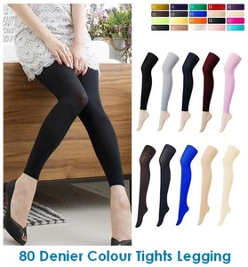 Colourful Womens 80 Denier Opaque Pantyhose Stockings Hosiery Tights Solid Color - Picture 1 of 8