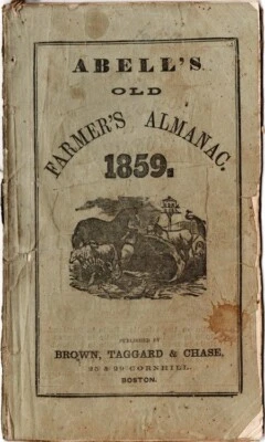 1859 Abell's Old Farmer's Almanac, T. W. Abell, Dr T. Abell's Family Medicine Foto 1 de 2