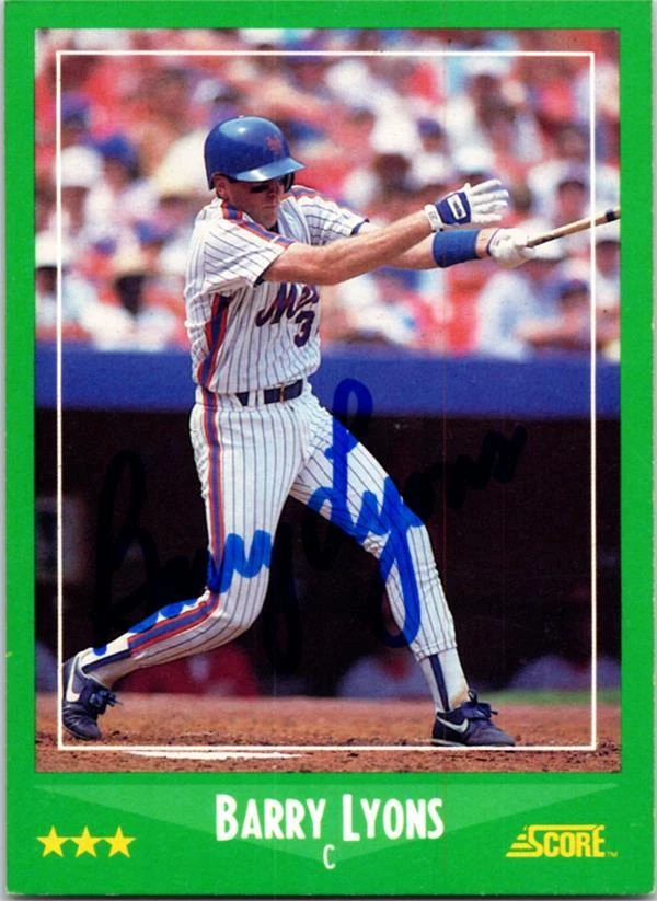 Barry Lyons autographed baseball card (New York Mets) 1988 Score #387 - Image 1 of 1