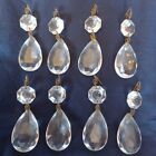 SET OF EIGHT ANTIQUE/VINTAGE CHANDELIER CRYSTALS GLASS DROPS