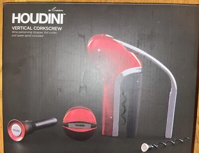Houdini Deluxe Vertical Corkscrew Red  wine Preserving Stopper Cutter Spiral NIB - Image 1 of 2