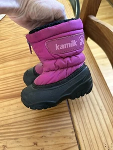 Kamik Pink Black Winter Lined Snow Boots Toddler Girls Size 5 Baby Toddler - Picture 1 of 8