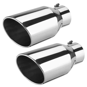 2x Diesel Exhaust Tip 4'' In 6'' Out 12''L Tail Throat Muffler Pipe Rolled Angle - Bild 1 von 9