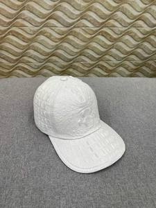 WHITE 100% Real Genuine EXOTIC Leather Skin Men Adjustable Hat Cap-Handmade - Picture 1 of 5