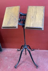 RARE ANTIQUE VICTORIAN adjustable Cast Iron Dictionary Music Book Stand - Picture 1 of 12