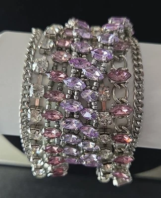 Pulsera Simply Vera Vera Wang Multi-Hebra Púrpura Rosa Estrás Declaración Foto 1 de 4