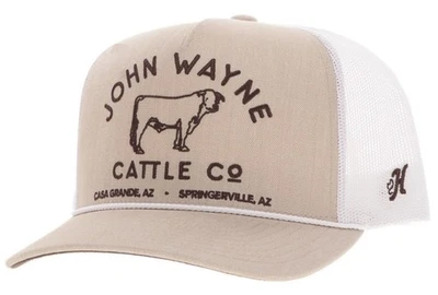 HOOEY John Wayne 5-Panel Trucker Hat, Tan/White - Image 1 of 3