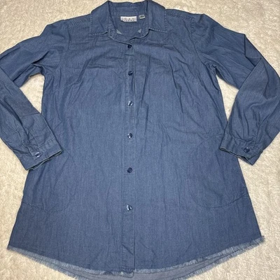 Camisa para mujer Joan Rivers abotonada manga larga talla XS suave con bolsillos Foto 1 de 4