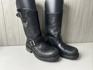 Herren 10,5 Harley Davidson Conductor Schwarz Leder Stiefel Stahlkappe Biker - Bild 1 von 23