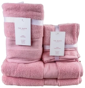 Ted Baker~Designer Bath Towel Set~PINK~2 Bath + 2 Hand + 4 Washcloth~8 Pcs~NWT~ - Picture 1 of 8