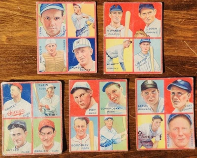 1935 Goudey 4-in-1 R321 Lot 5 Terry Klein Bottomly Waner's Cuyler Jackson POOR - Image 1 of 4