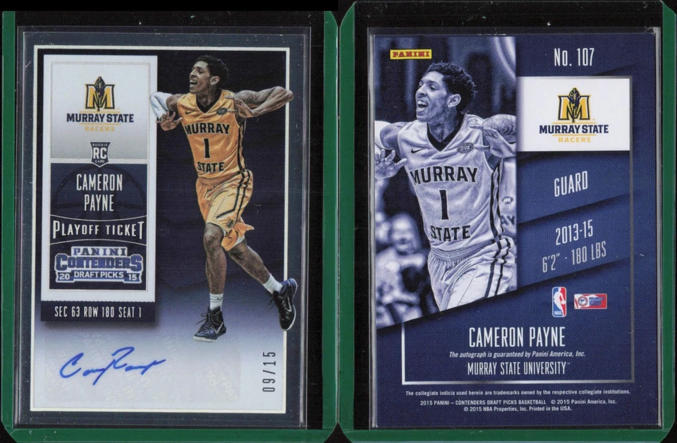 Boleto de playoff de selecciones de draft Panini Contenders 15-16 automático #107B Cameron Payne/15 Foto 1 de 1