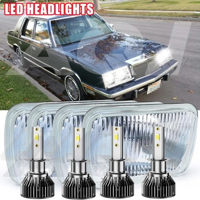 4pcs GLASS Led Headlights High/Low Sealed Beam fit Chrysler Imperial 1990-1993 Foto 1 de 4